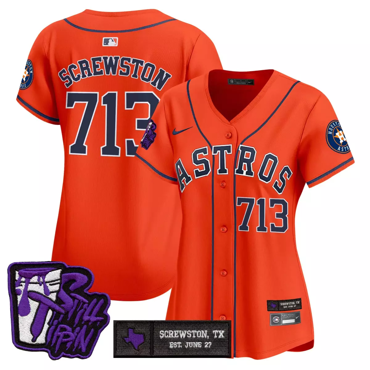 Screwston Dj Houston Astros Jersey Orange City Connect Still Trippin Tx June 27 Men