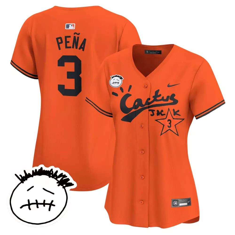 Jeremy Pena 3 Houston Astros Jersey Orange Cactus Jack Men Navy Blue Vapor Premier