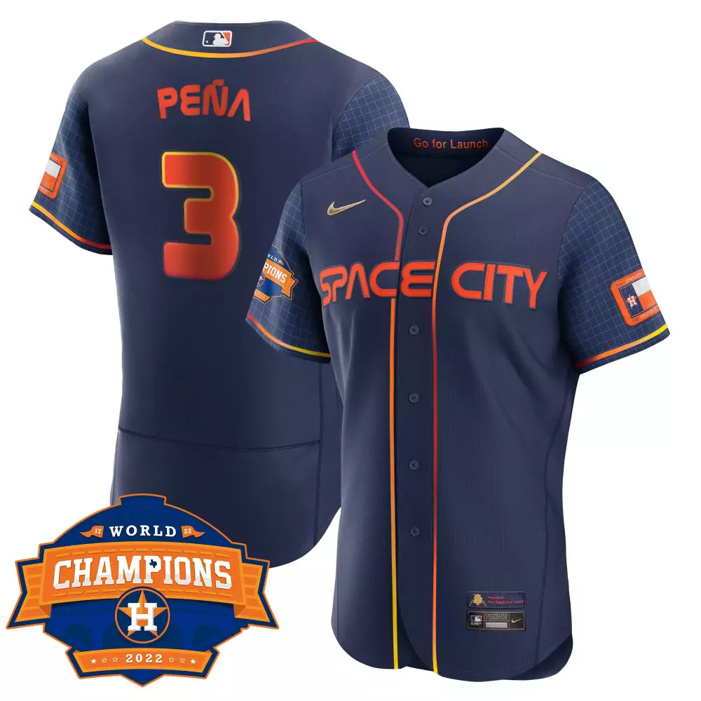 Jeremy Pena 3 Houston Astros Jersey Navy Blue City Connect World Champions 2022 Men