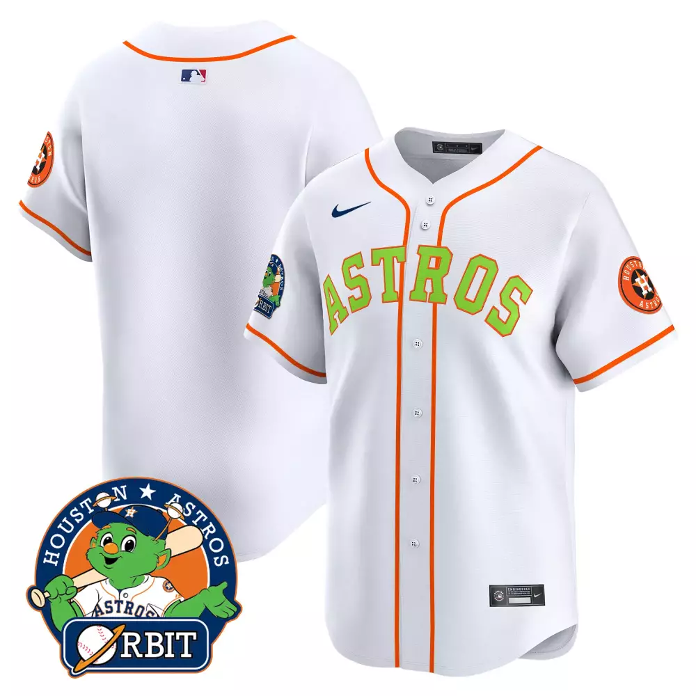 Orbit Houston Astros Jersey White Mascot Men Orange Green All Stitched Vapor