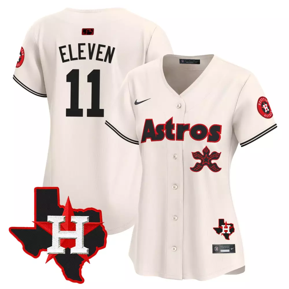 Eleven 11 Astros Jersey Cream Stranger Things Houston Star Women Black Red Stitched