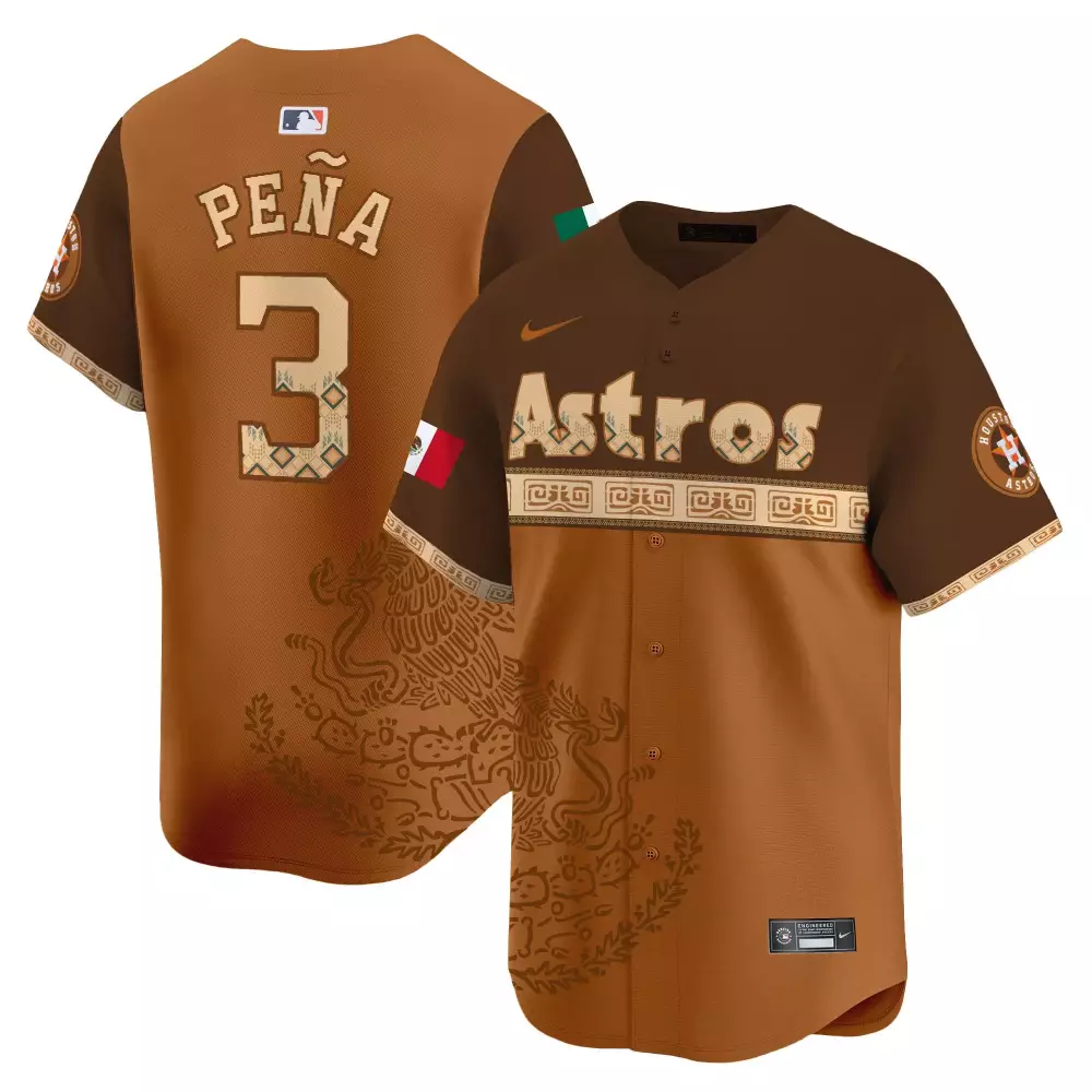 Jeremy Pena 3 Astros Jersey Brown City Connect Mexican Flag Men Alternate Custom Design