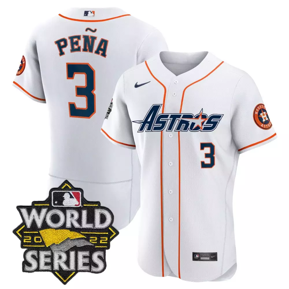 Jeremy Pena 3 Astros Jersey White World Series 2022 Men Orange Navy Flex Home Throwback