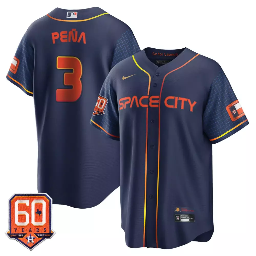 Jeremy Pena 3 Houston Astros Jersey Navy Space City 60 Years 1962 2022 Tx Men Orange