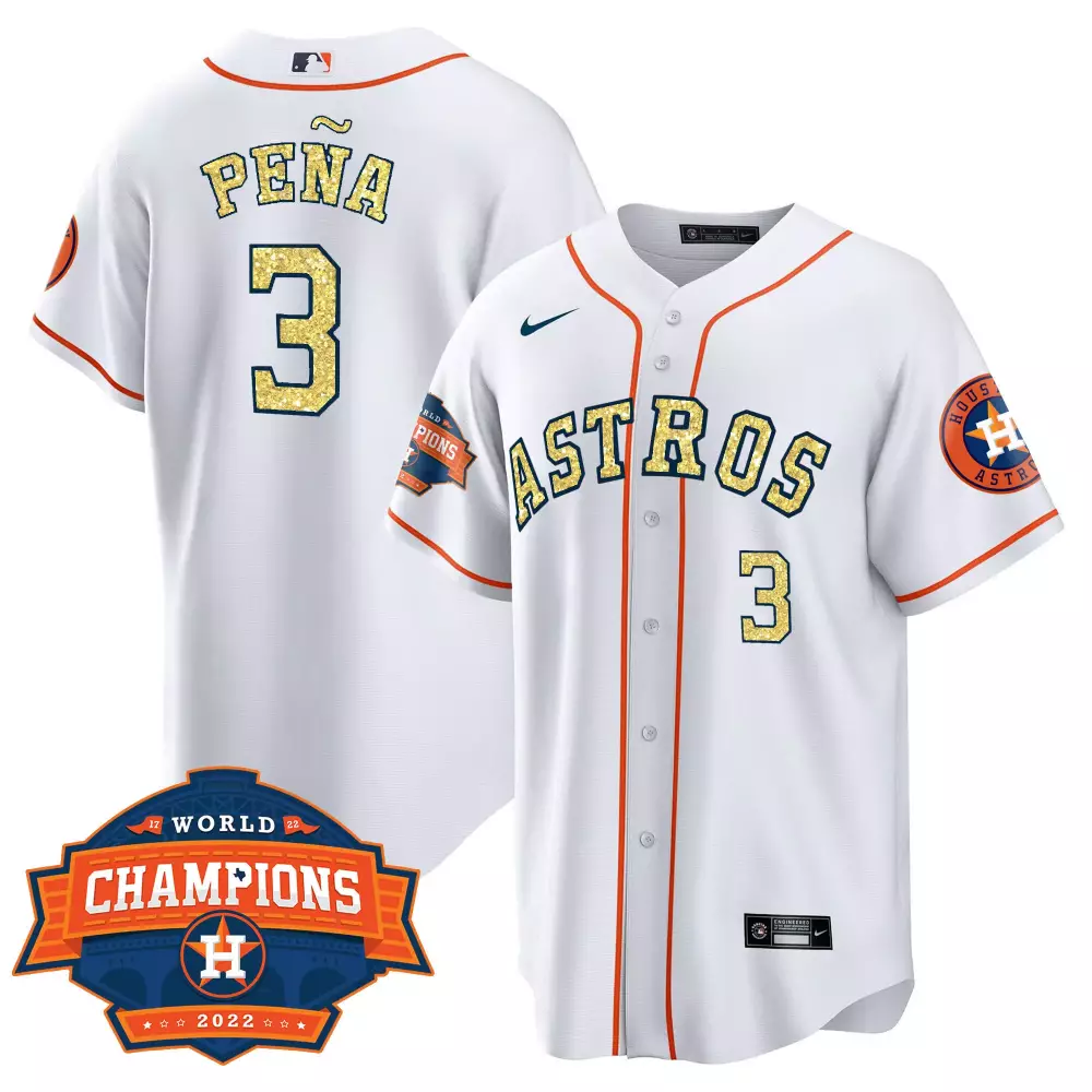 Jeremy Pena 3 Astros Jersey White World Series Champions 2022 Houston Men Orange