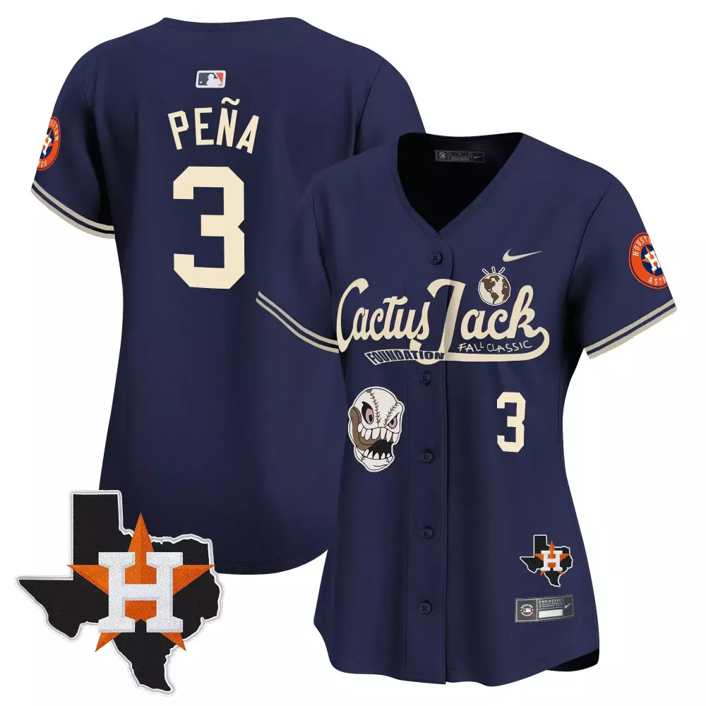 Jeremy Pena 3 Astros Jersey Navy Cactus Jack Houston Texas Men Cream Orange Vapor