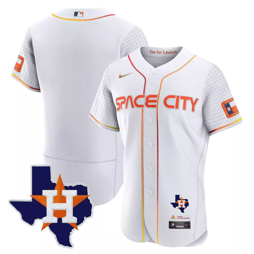 Space City Houston Astros Jersey White Connect Texas Men Alternate Orange Yellow