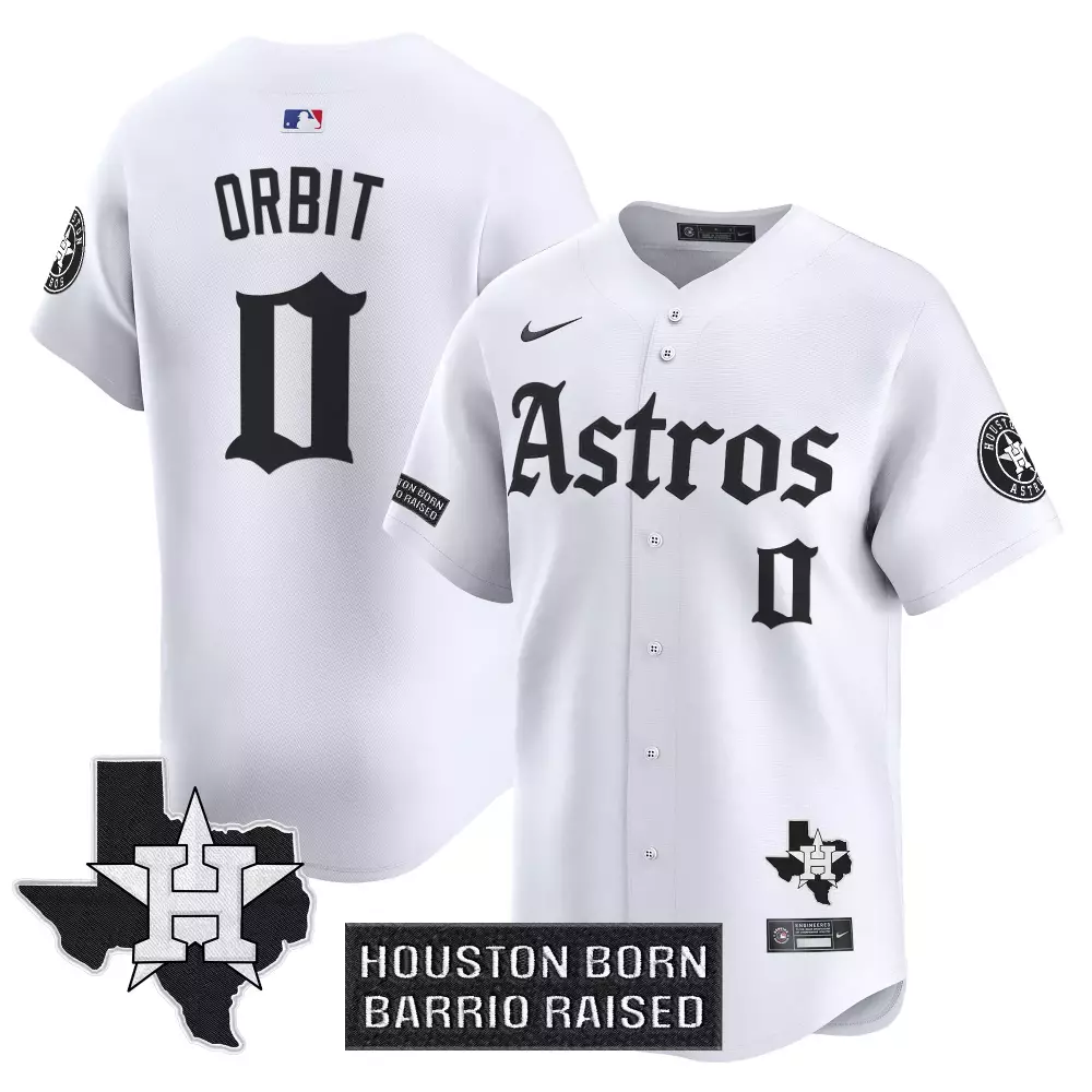 Orbit Astros Jersey White City Connect Houston Born Barrio Raised Texas 2023 Black