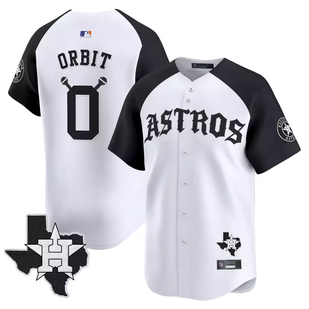 Orbit Astros Jersey White City Connect Houston Texas Circular Split Design Black