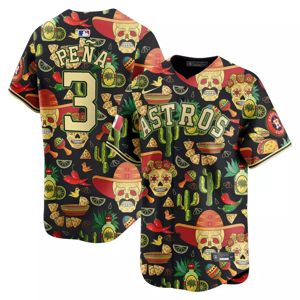 Jeremy Pena 3 Astros Jersey Black Men Full Sublimation Custom Design Gold Green Red