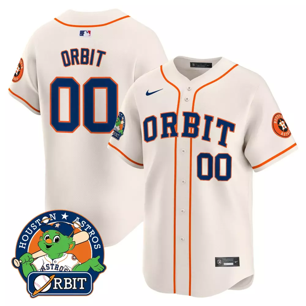 Orbit Houston Astros Jersey White Mascot Men Orange Navy Blue Vapor Premier Limited