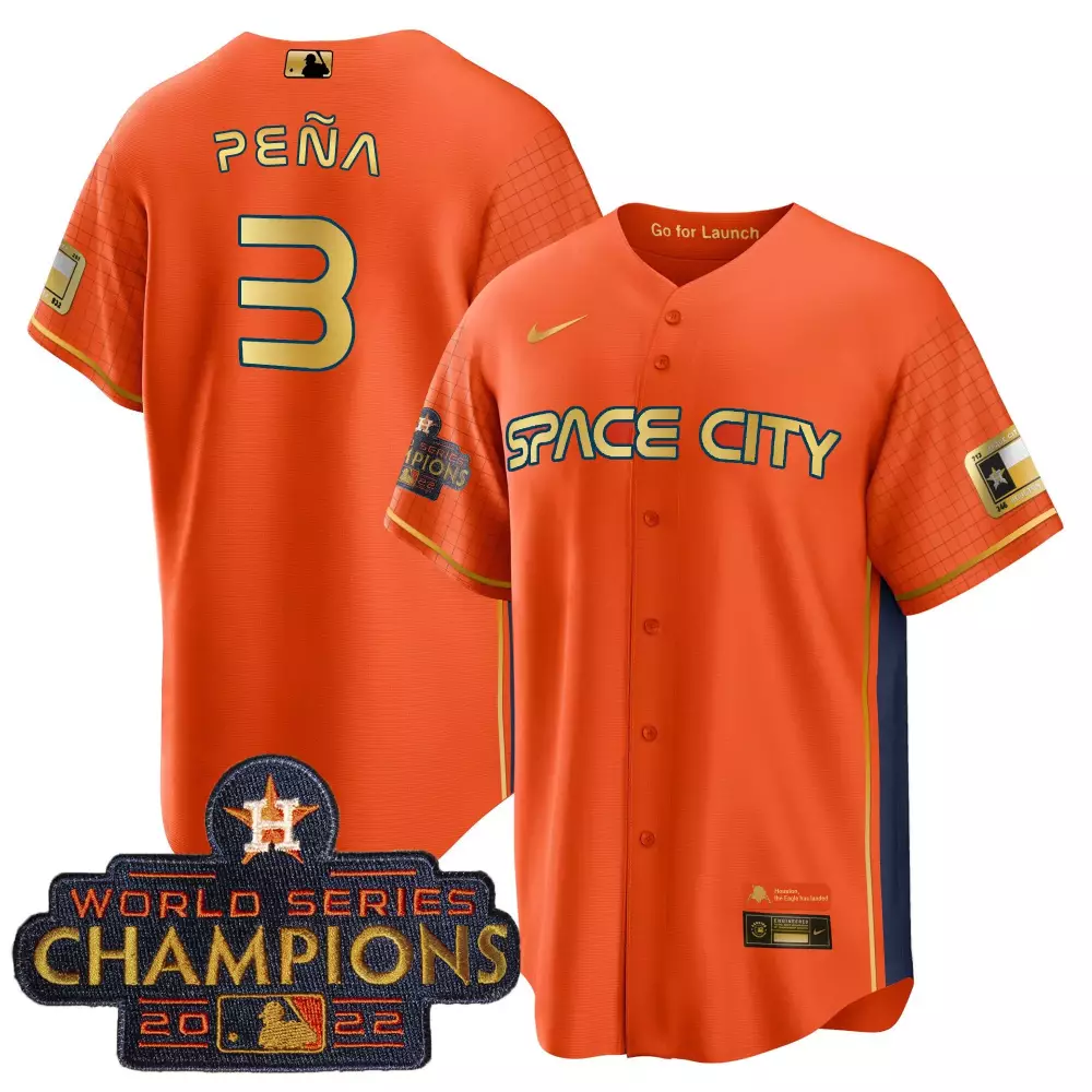 Jeremy Pena 3 Houston Astros Jersey Orange World Series Champions 2022 Texas Men