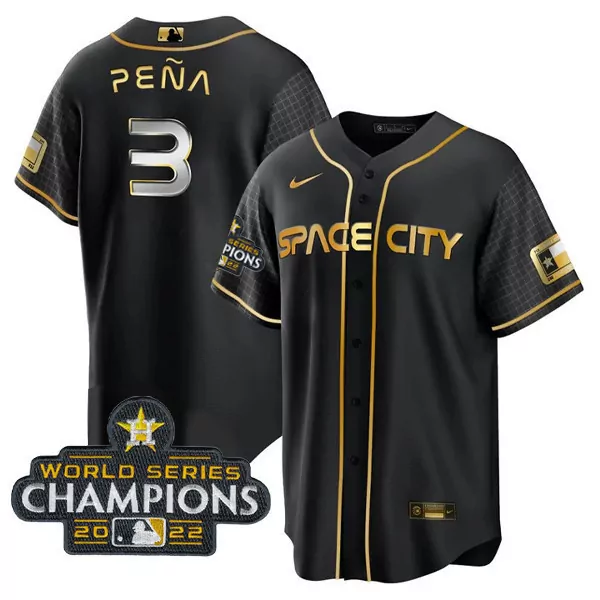 Jeremy Pena 3 Houston Astros Jersey Black Space City World Series Champions 2022
