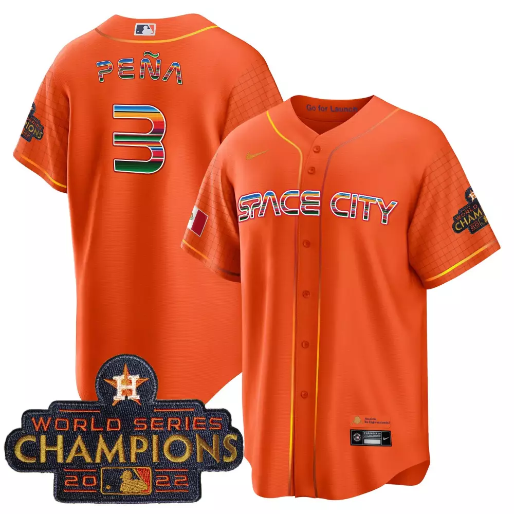 Jeremy Pena 3 Houston Astros Jersey Orange City Connect World Series Champions 2022