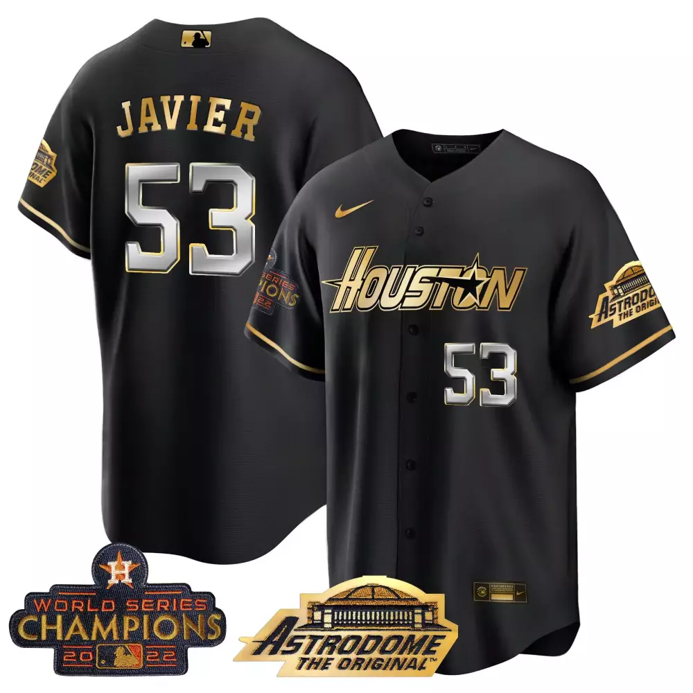 Cristian Javier 53 Houston Astros Jersey Black World Series Champions 2022 Astrodome Original