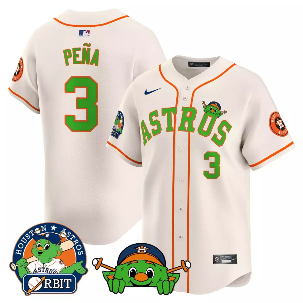 Jeremy Pena 3 Houston Astros Jersey White Orbit's Debut Orbit Mascot Team Men Alternate