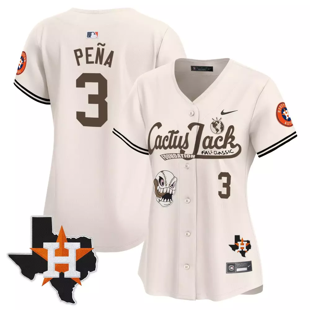 Jeremy Pena 3 Houston Astros Jersey Cream Cactus Jack Texas Alternate Brown Orange