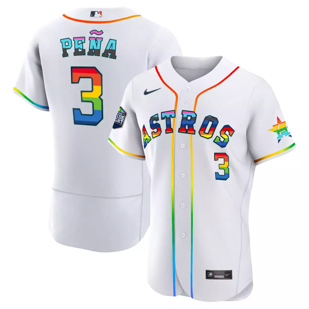 Jeremy Pea 3 Astros Jersey White Pride Night 2023 Men MLB Split Custom Design Rainbow