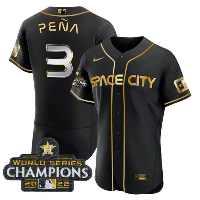 Jeremy Pena 3 Houston Astros Jersey Black Space City World Series Champions 2022