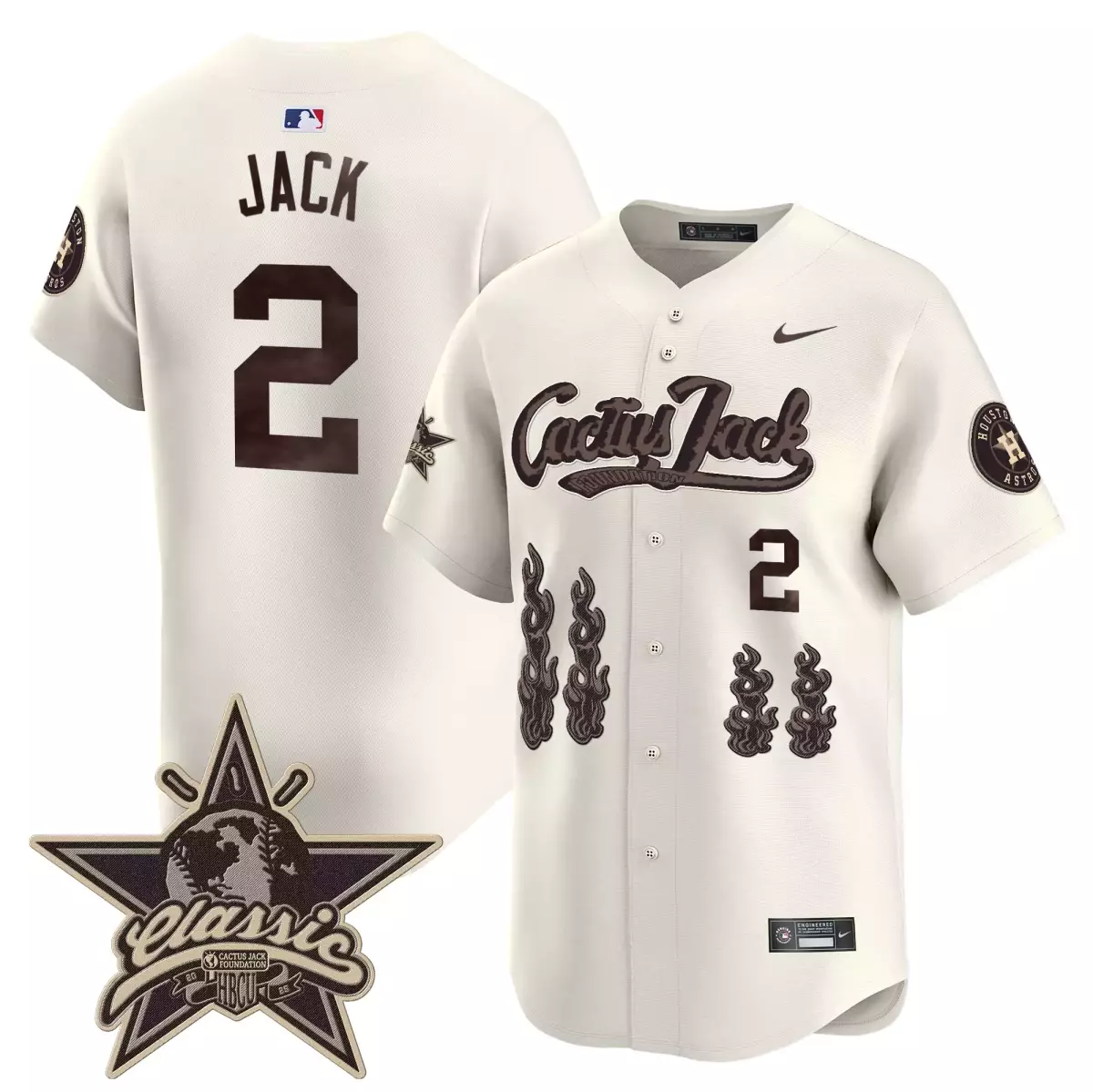 Jack Cactus 2 Houston Astros Jersey Cream Foundation Hbcu Classic 2023 Men Brown