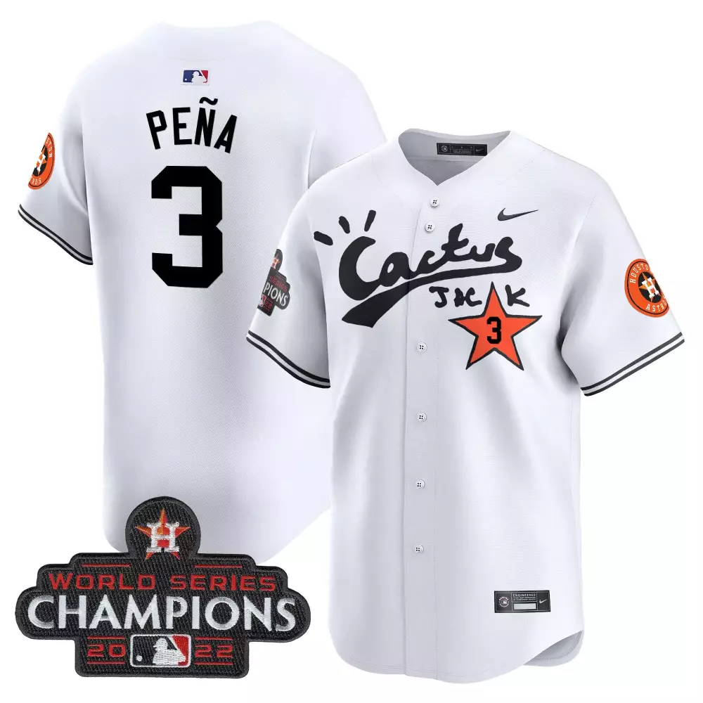 Jeremy Pena 3 Houston Astros Jersey White Cactus Jack World Series Champions 2022