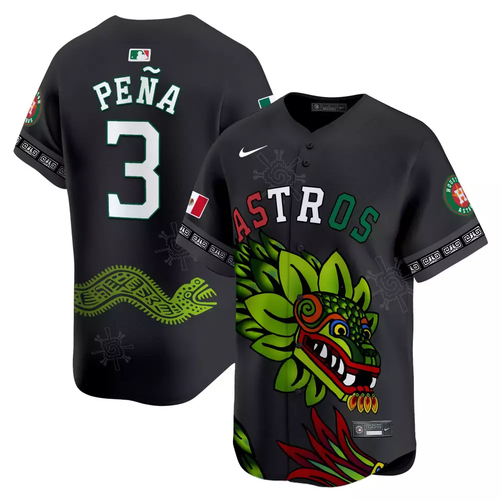 Jeremy Pena 3 Astros Jersey Black Mexican Heritage Flag Men Custom Design Green White