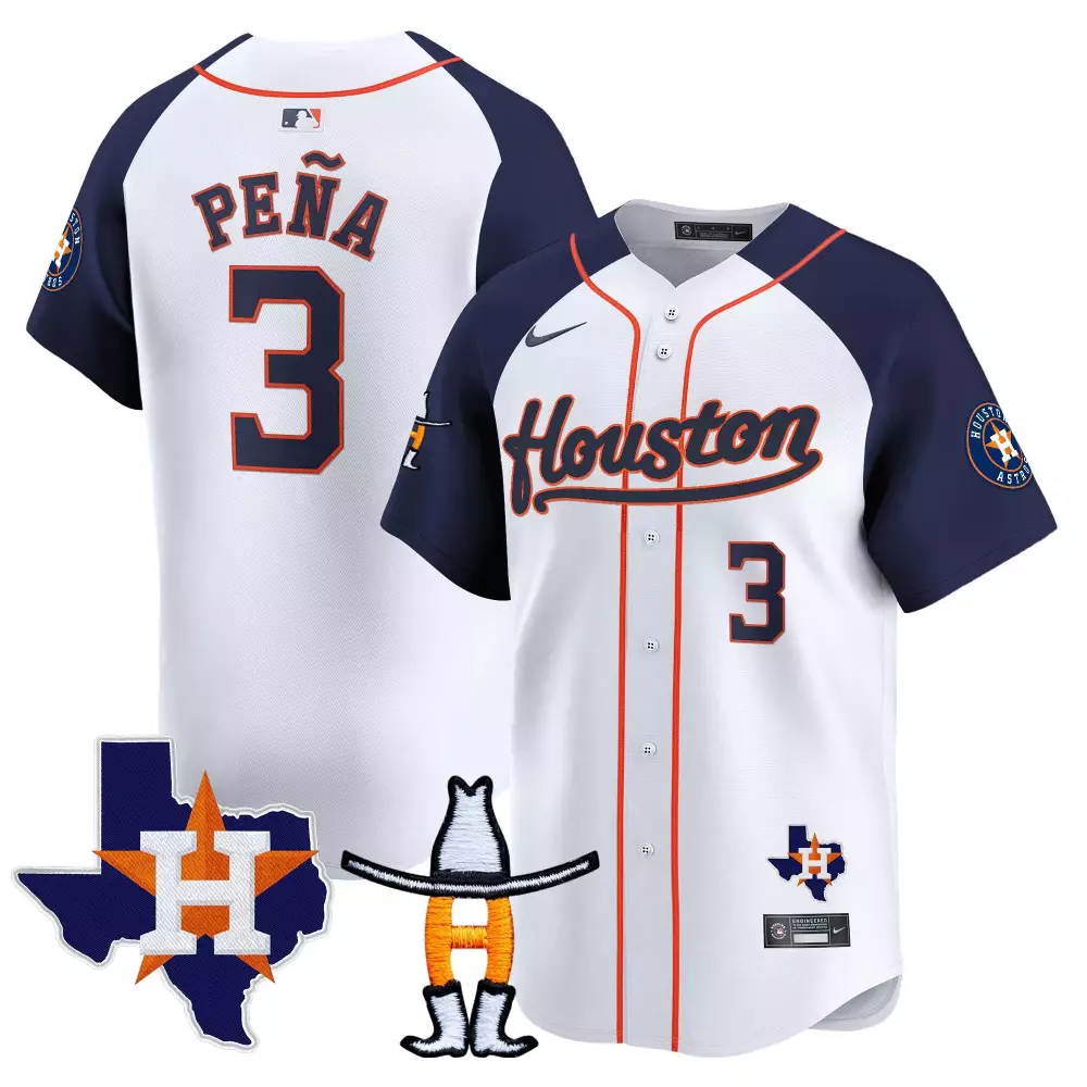 Jeremy Pena 3 Houston Astros Jersey White Texas Outline Cowboy Hat Men Navy Orange