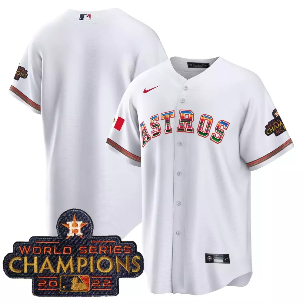 Los Hispanic Houston Astros Jersey White World Series Champions 2022 Mexican Flag