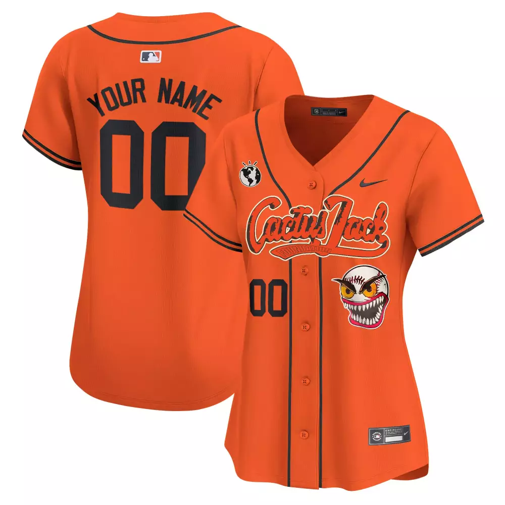 Custom Cactus Jack Jersey Orange Foundation Earth Black Vapor Premier Limited Stitched