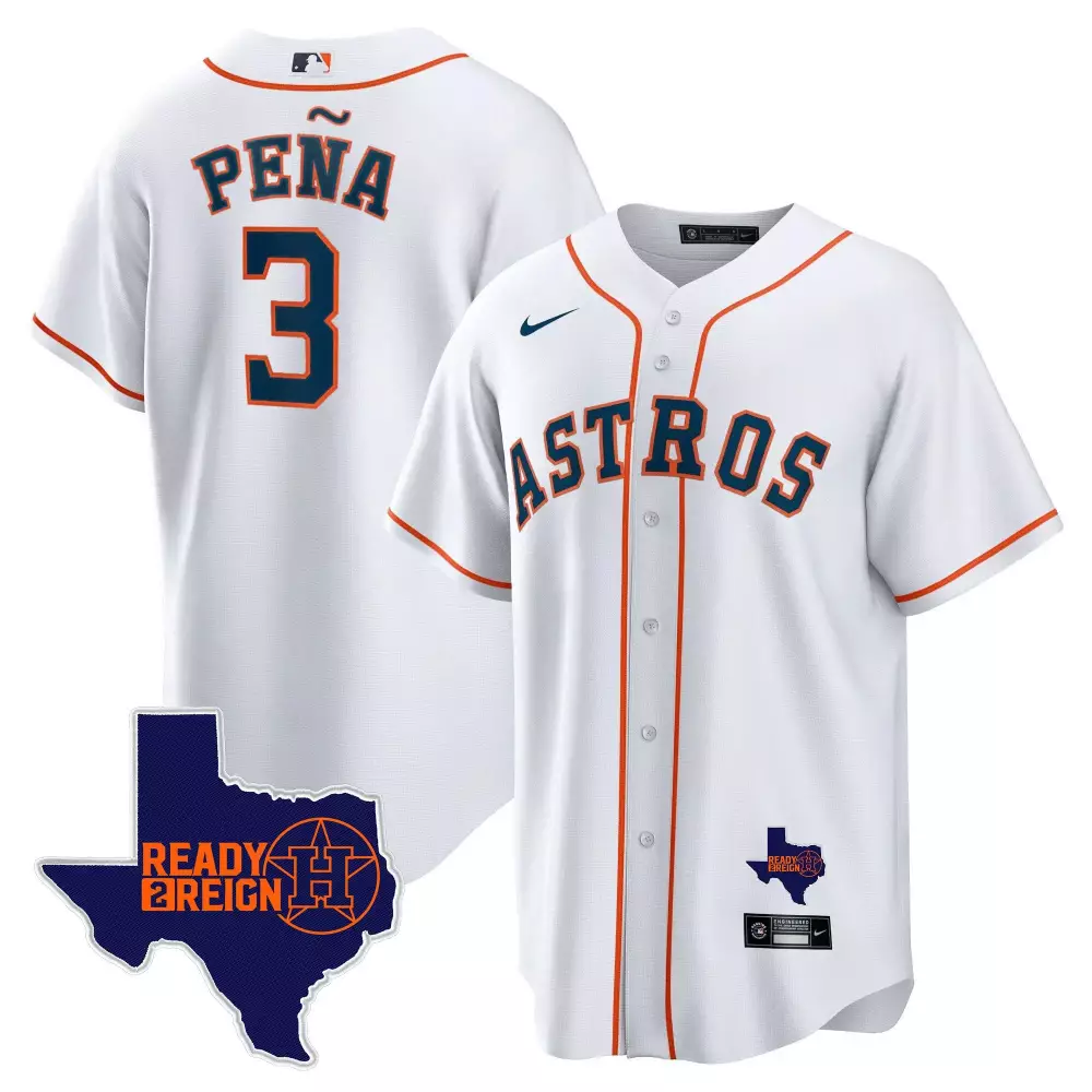 Jeremy Pena 3 Astros Jersey White Men Orange Navy Home Cool Base All Stitched