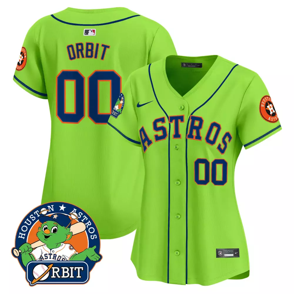 Orbit Astros Jersey Lime Green Navy Blue Vapor Premier Limited v2 All Stitched