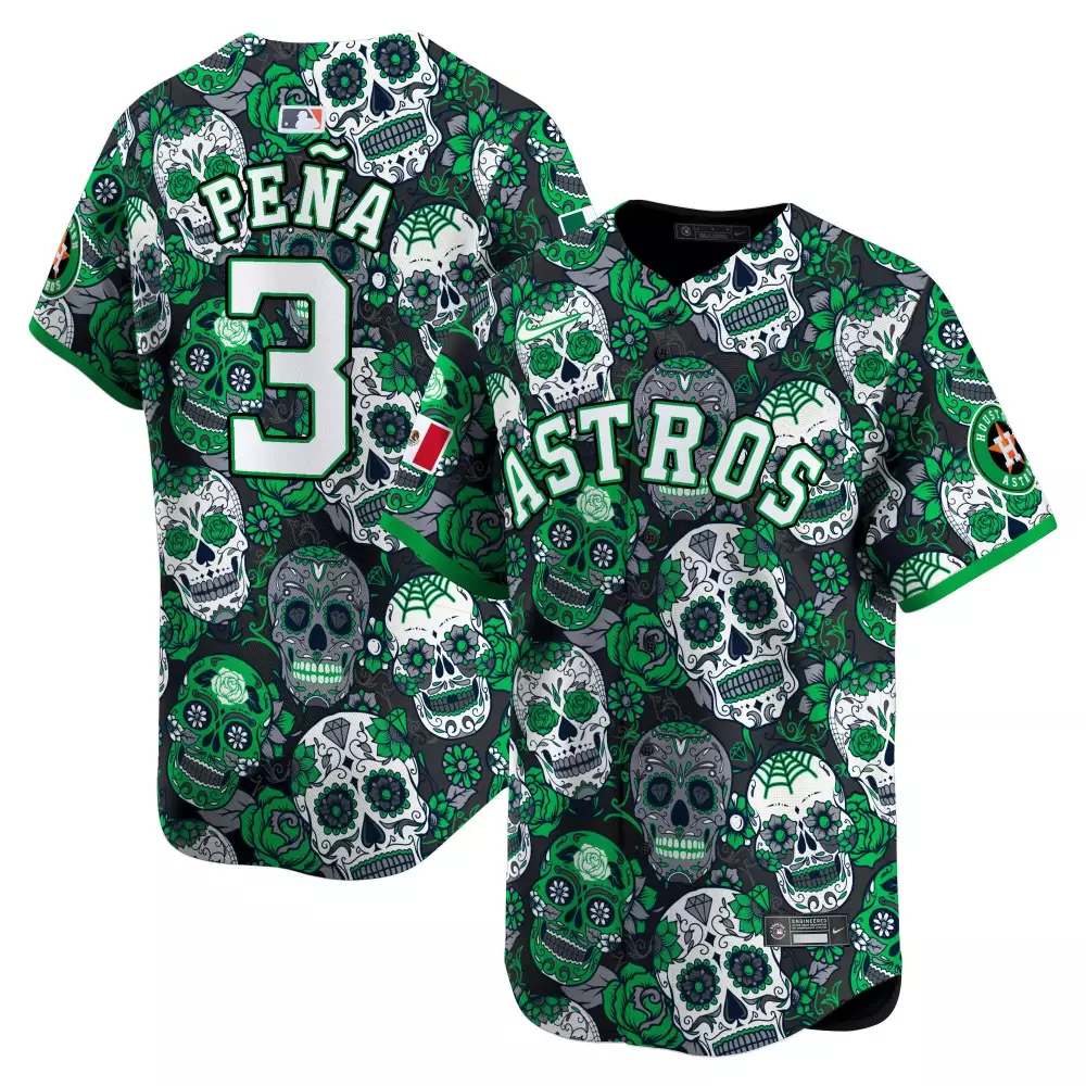 Jeremy Pena 3 Astros Jersey Green Day Of The Dead All-over Print Custom Design White