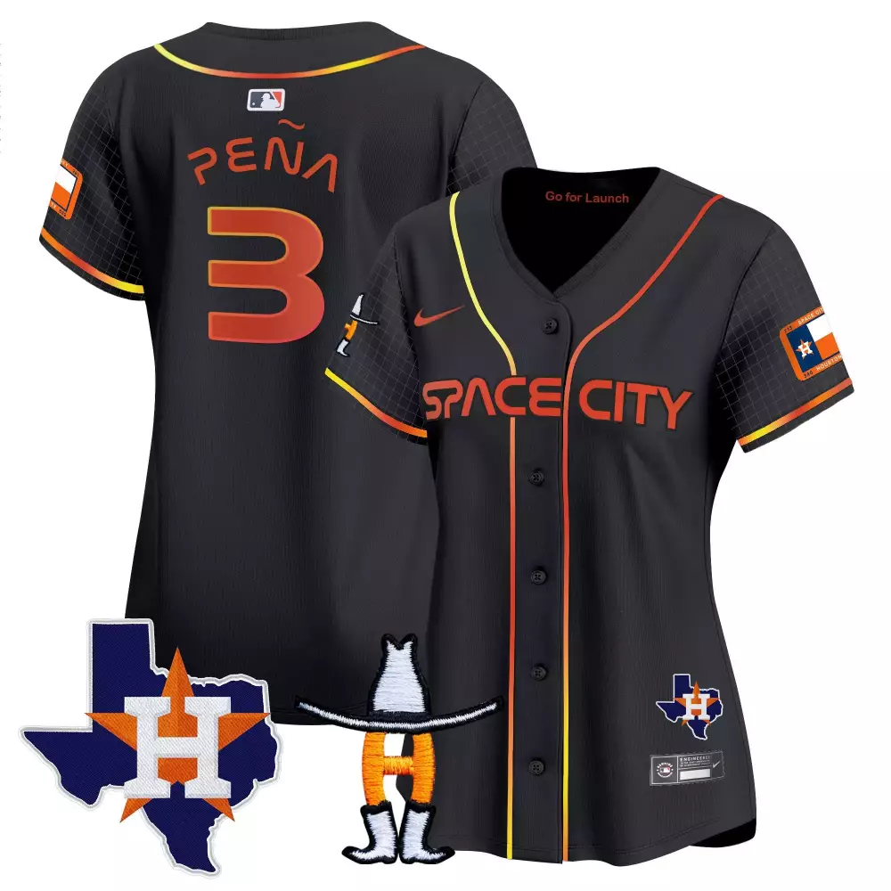 Jeremy Pena 3 Houston Astros Jersey Black Space City Texas State Flag 2024 Men Split Design