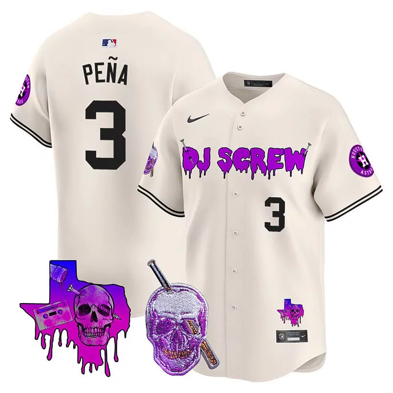 Jeremy Pena 3 Houston Astros Jersey Cream Dj Screw Collaboration Skull 2023 Men Alternate