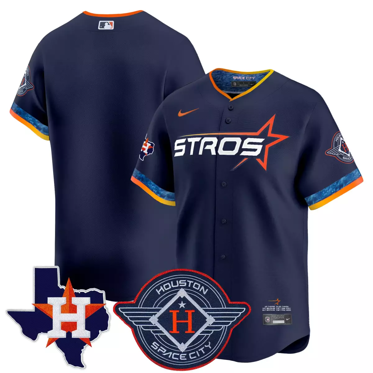 Alex Bregman 2 Houston Astros Jersey Navy Space City Texas 2023 Men Alternate Orange