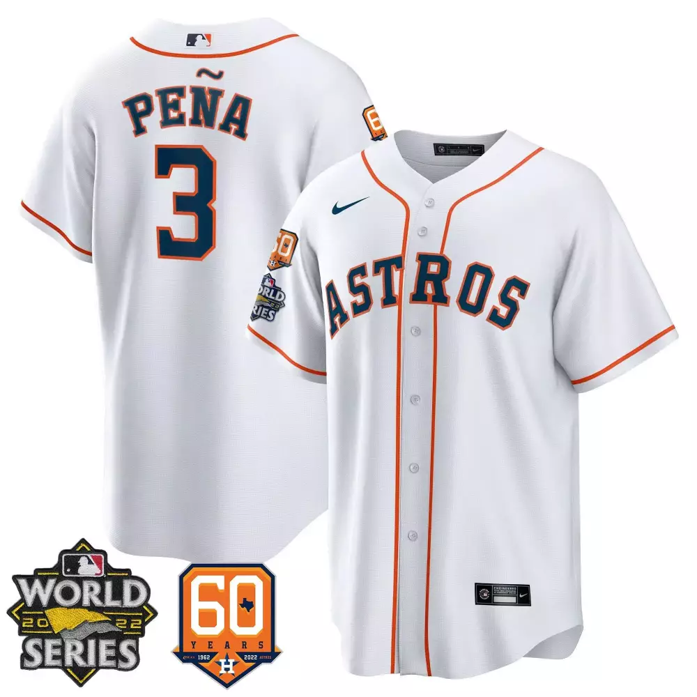 Jeremy Pena 3 Astros Jersey White 2022 World Series 60 Years 1962-2022 Men Orange
