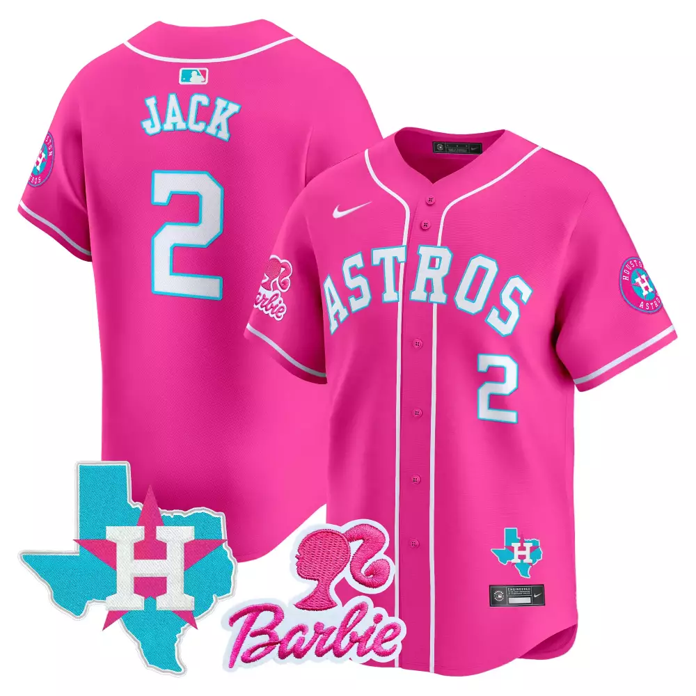 Bergman Barbie 2 Astros Jersey Hot Pink Houston Map Team Men Light Blue White All