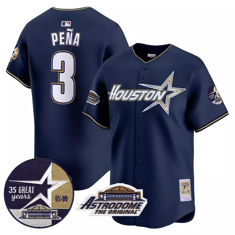 Jeremy Pena 3 Houston Astros Jersey Navy Blue Astrodome 35 Great Years 65-99 Original