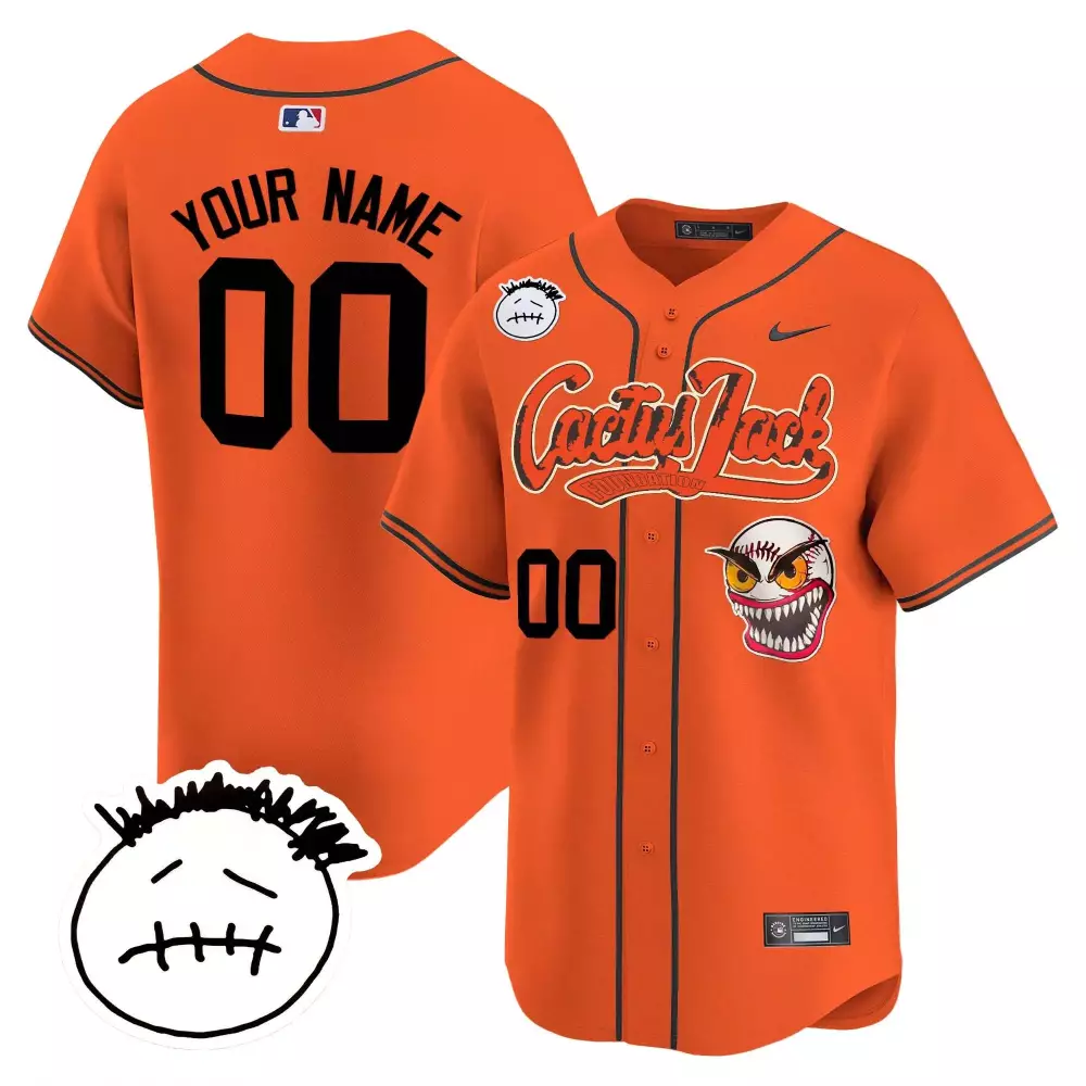 Custom Cactus Jack Jersey Orange Travis Scott's Astroworld Character Black Gray Vapor
