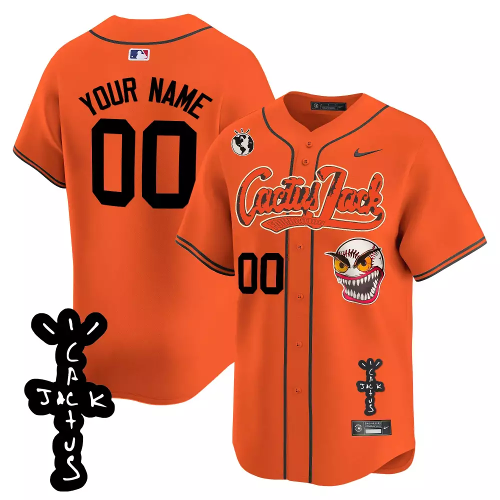 Custom Cactus Jack Jersey Orange Earth Engineered Tag Black Gray Vapor Premier Limited