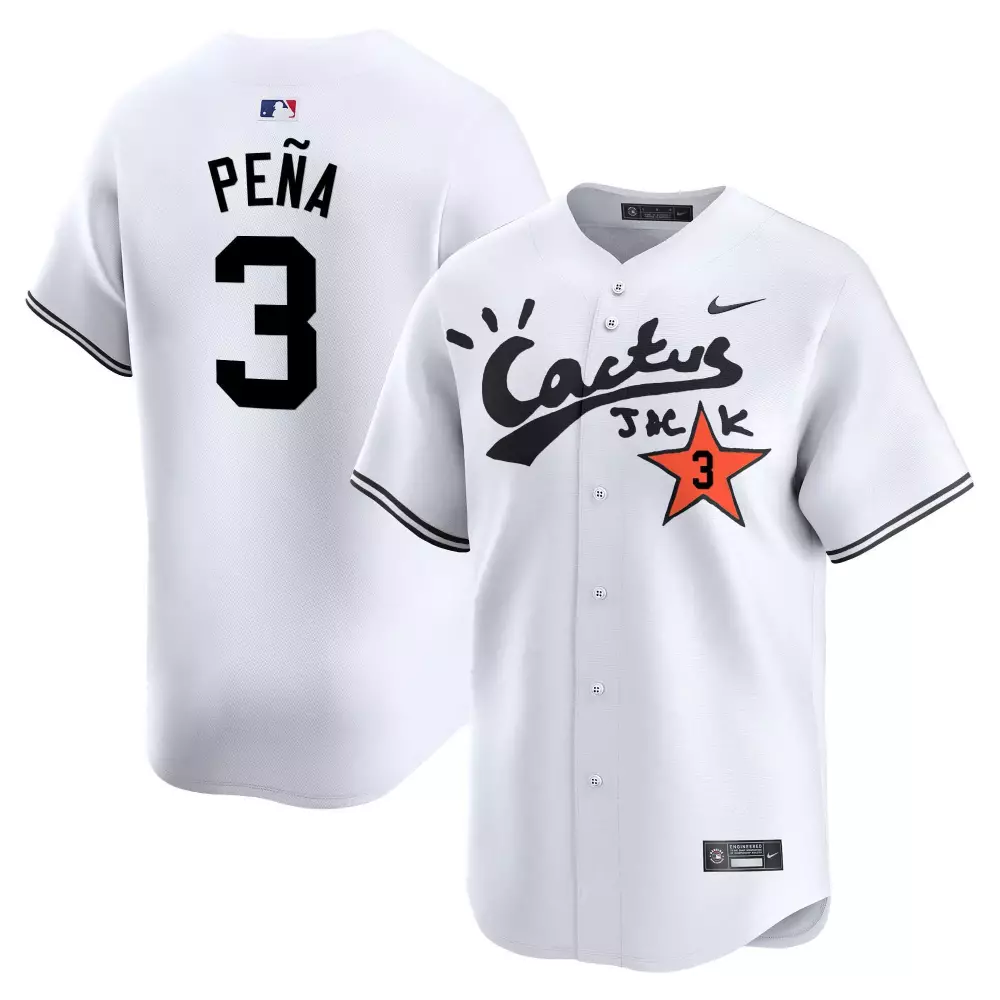 Jeremy Pena 3 Houston Astros Jersey White Cactus Jack Men Black Vapor Premier Limited