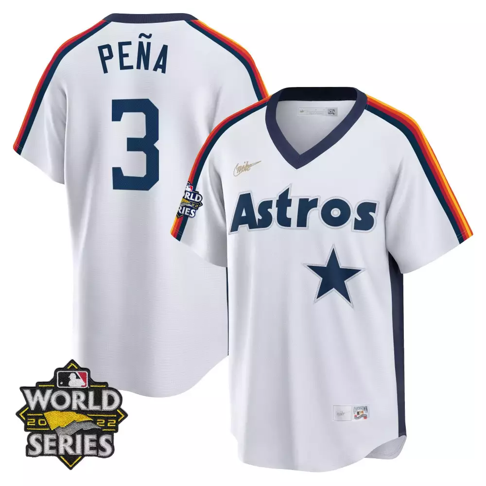Jeremy Pena 3 Astros Jersey White World Series 2022 Men Navy Blue Home Cooperstown