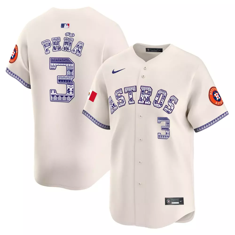 Jeremy Pena 3 Astros Jersey Cream Mexico Flag Men Custom Design Navy Blue Vapor Premier