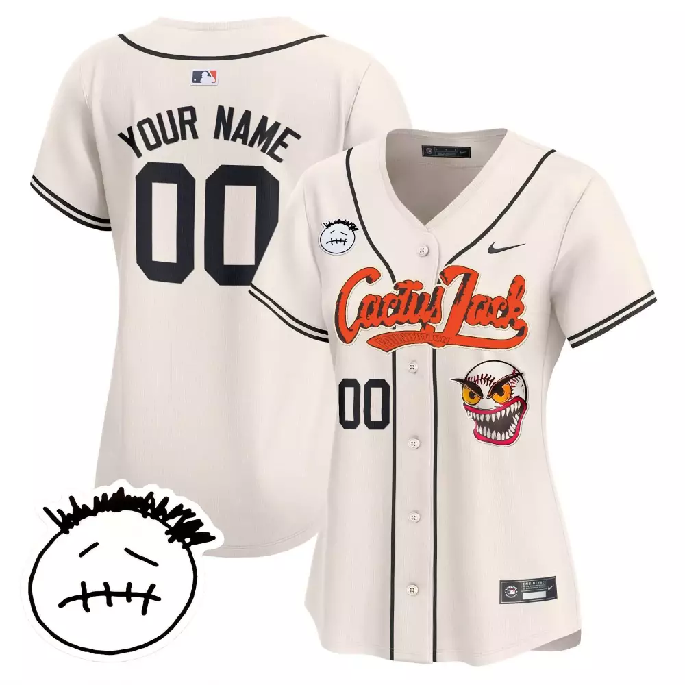 Custom Cactus Jack Jersey Cream Travis Scott Black Orange Vapor Premier Limited v3