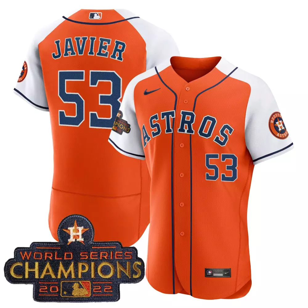 Cristian Javier 53 Astros Jersey Orange World Series Champions 2022 Men White Navy