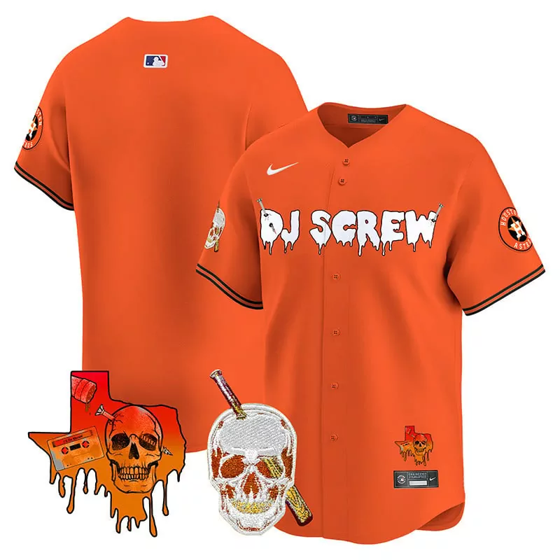 Dj Screw Houston Astros Jersey Orange Skull Bottle Knife Men Black White Vapor Premier