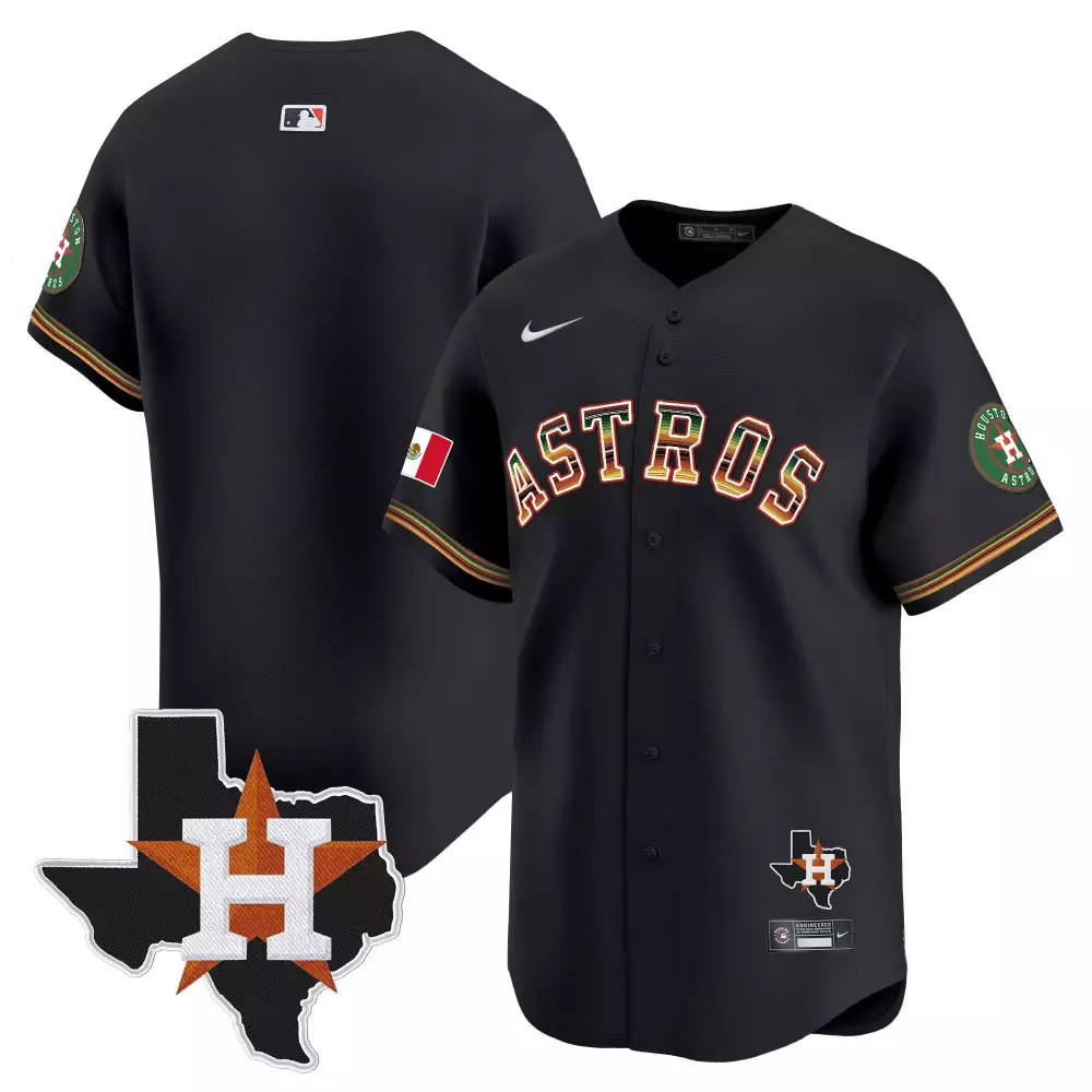 Mexico Traditional Houston Astros Jersey Black City Connect Flag Texas Shape 2023