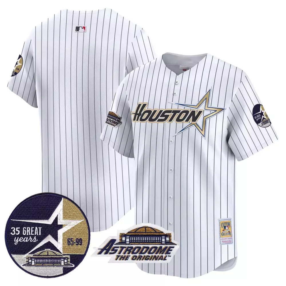 Pinstripe Houston Astros Jersey White Astrodome 35th Anniversary 35 Great Years Original 1999