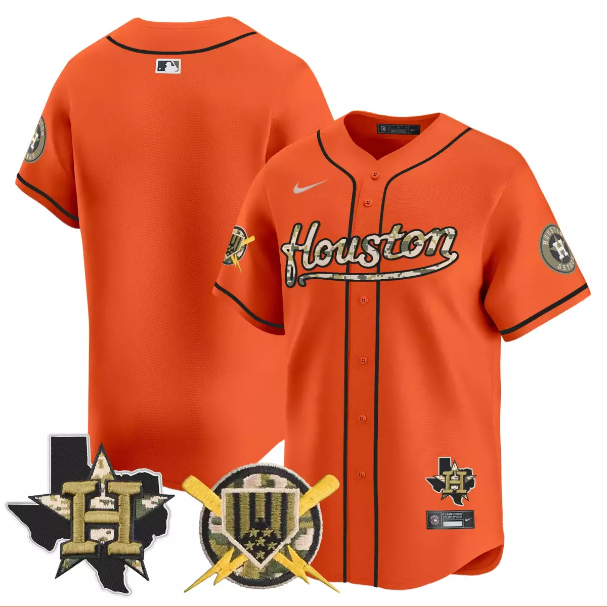 Houston Astros Jersey Orange City Connect Texas Camo Men Black Vapor Premier Limited