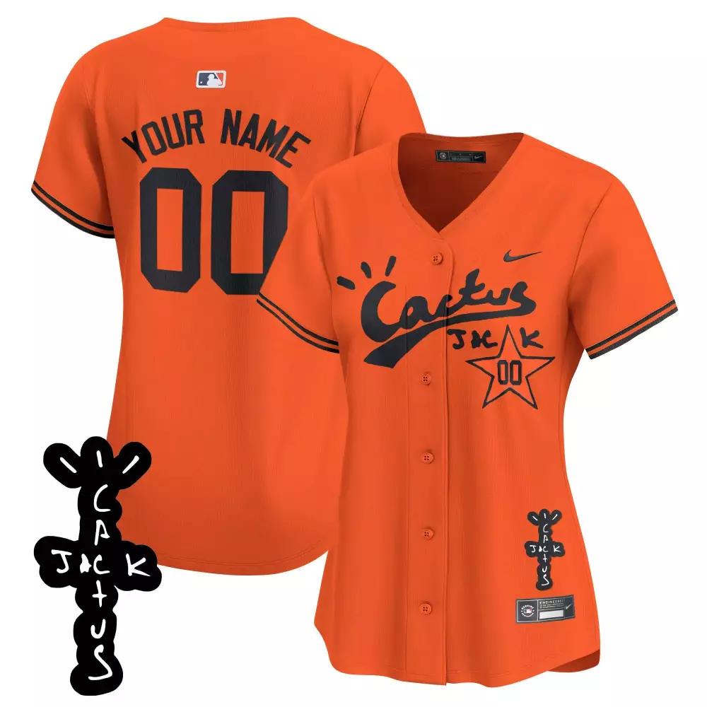 Custom Cactus Jack Jersey Orange Men Black Vapor Premier Limited v2 Stitched